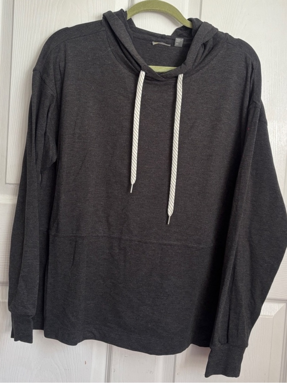 New Zella Dark Charcoal Hoodie Sweatshirt with White Drawstrings Size Medium